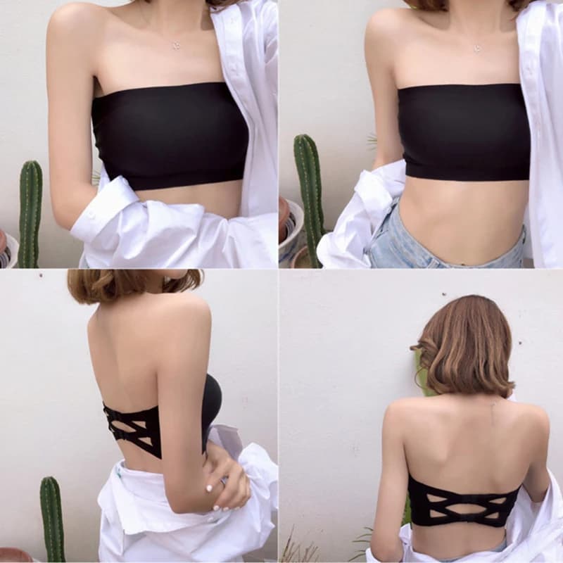 Women Tops Wrapped Chest Tube Top Hot Sale Sexy Underwear Strapless Padded Bra 2024 New