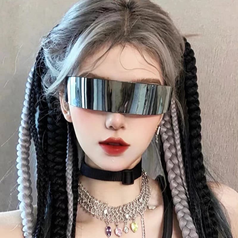 Party Sunglasses Futuristic Narrow Cyclops Visor Glasses Laser Eyeglasses Integrated Outdoor Activities UV400 Eyewear Women Men