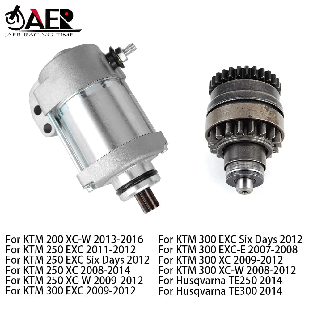 Motorcycle Starter Drive Bendix + Starter Motor for 200 XCW 250 300 EXC XC XCW EXC Six Days XC-W for Husqvarna TE250 TE300