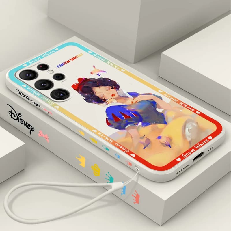 Disney Princess Snow White Art Liquid Left Rope For Samsung Galaxy S24 S23 S22 S21 S20 FE S10 Ultra Plus Lite 5G Back