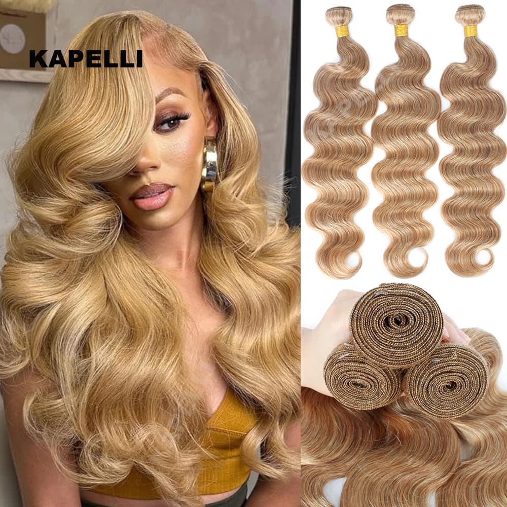 Blonde Bundles Human Hair Weave Honey Blonde Body Wave Human Hair Bundles 1/3/4 Brazilian Remy Human Hair Extensions 100g/pc
