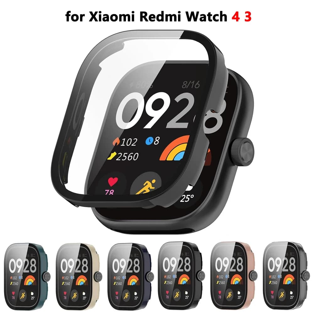 Tempered Glass+Case for Xiaomi Redmi Watch 4 3 Anti-scratch Film Bumper Protective PC Cover for Redmi Watch 3 Active/3Lite case