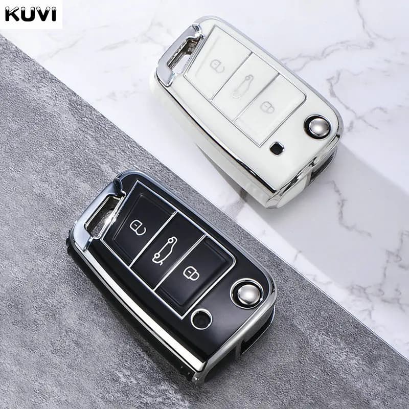 3 4 Buttons Car Key Case Cover Fob For VW Volkswagen Golf 7 MK7 Tiguan MK2 For SEAT Ateca Leon FR 2 Ibiza For Skoda Octavia A7
