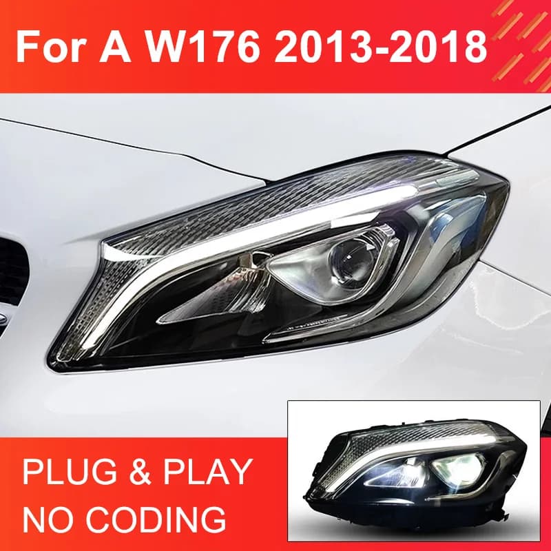 1 Pair LED Head Light Assemly for BENZ A Class W176 2013-2018 Plug and Play Headlights Plug and Play LED DRL Turn Headlights