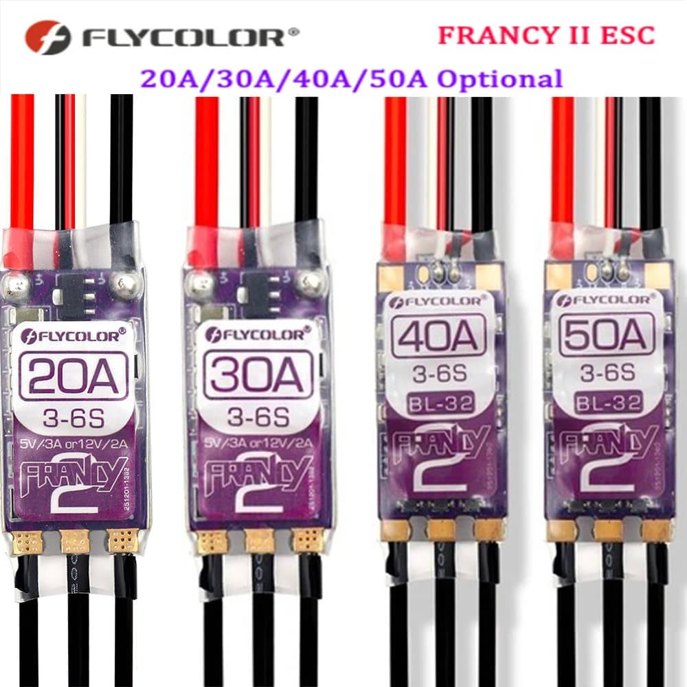 FLYCOLOR Francy 2 Brushless ESC BLHELI-32 BL32 Dshot High Performance MCU 5V/3A 12V/2A Double BEC Adjustable For RC Airplane