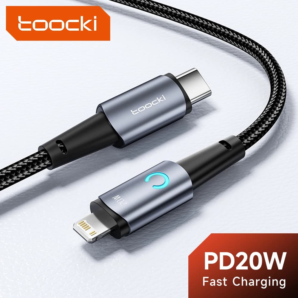 Toocki UBS Lightning Cable PD20W Fast Charging Charger Type C LED Indicator Cable For iPhone 14 13 12 Pro Max X XR USB Data Cord