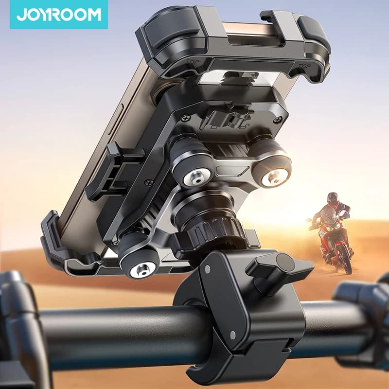 Joyroom Motorcycle Phone Holder Anti Vibration Bike Bicycle Handlebar Phone Mount One-Hand Operation 360° View For 4.7-7'' Phone