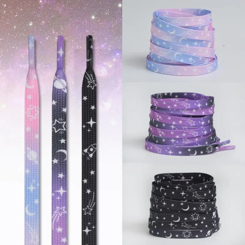 Fashion Stars Moon Shoelaces Flats Sneakers Laces AF1/AJ Sports Shoelace 80/100/120/140/160CM 0.8CM Width Shoes Accessories