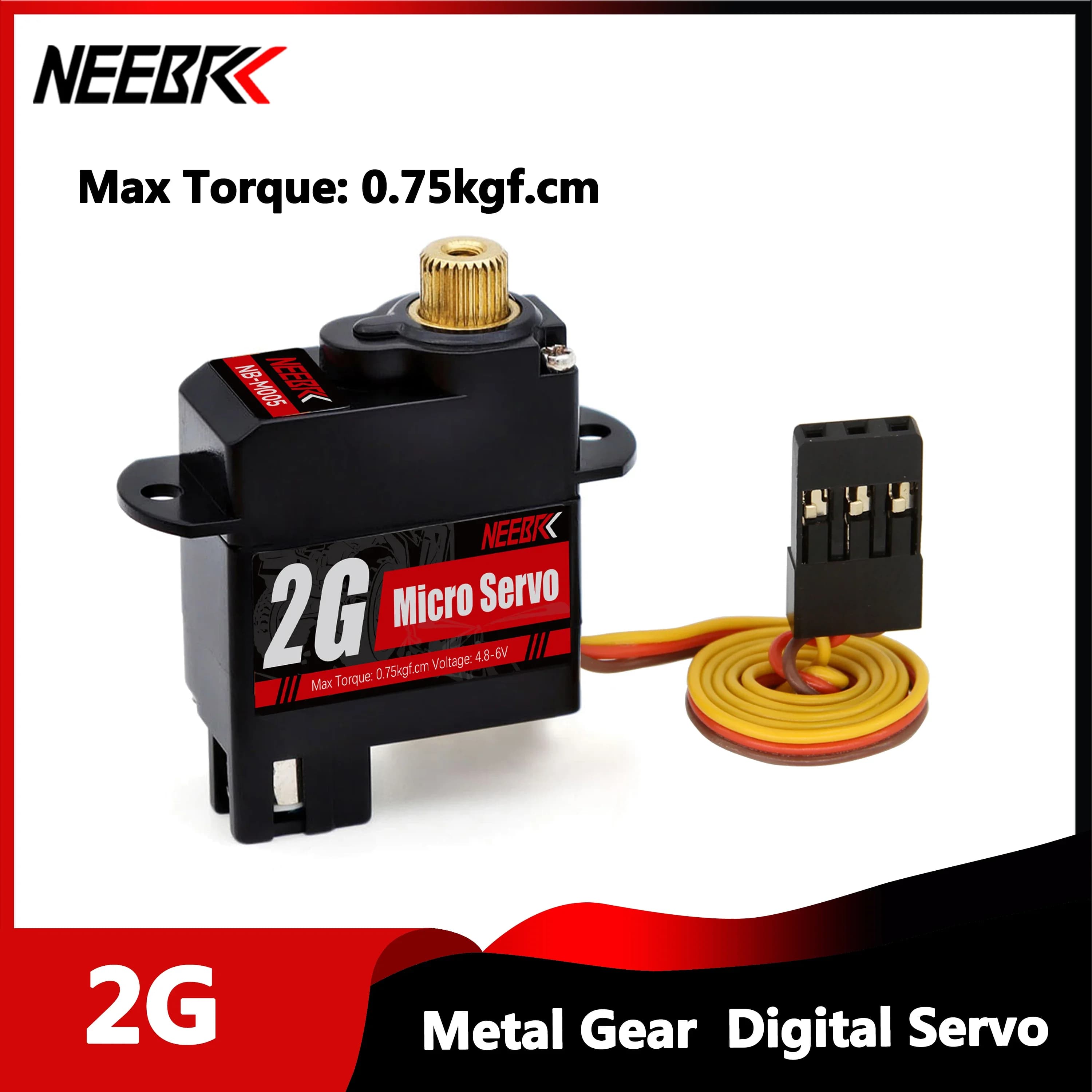 NEEBRC 2g Mini Micro Digital Servo Metal Gear Waterproof RC Servo for RC Car Airplane Fixed-wing Plane Helicopter Dron Toys