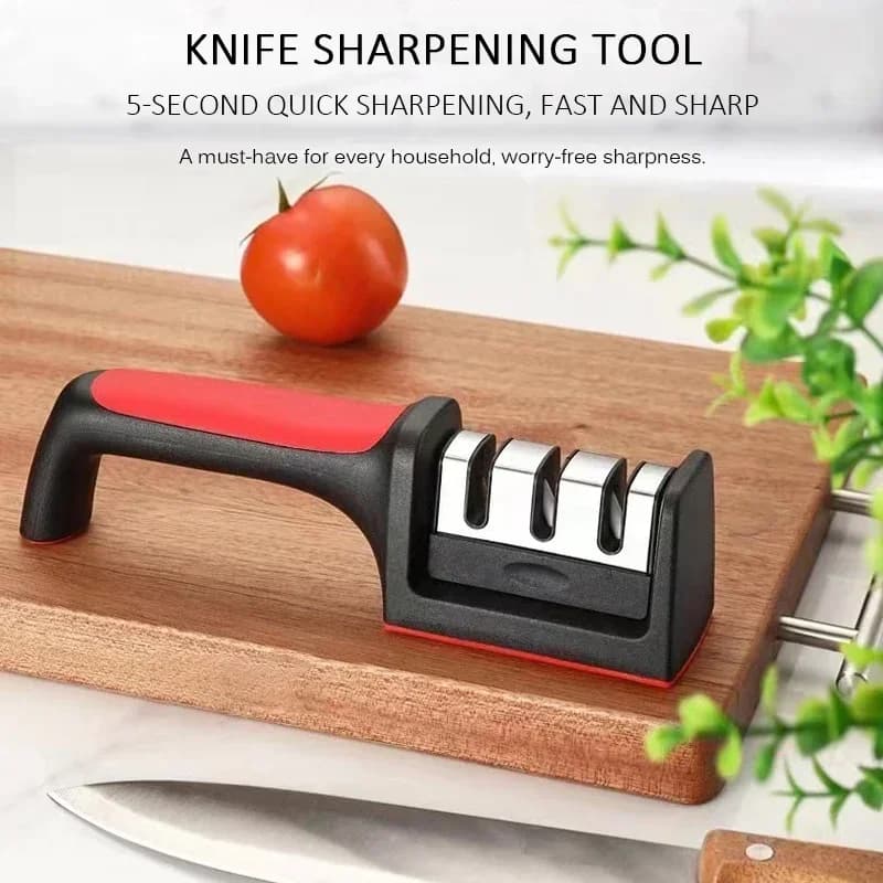 Household 3/4-Segment Kitchen Knife Sharpener Multi-Functional Hand-Held 3/4-Purpose Black Sharpening Stone Sharp Knife Tools