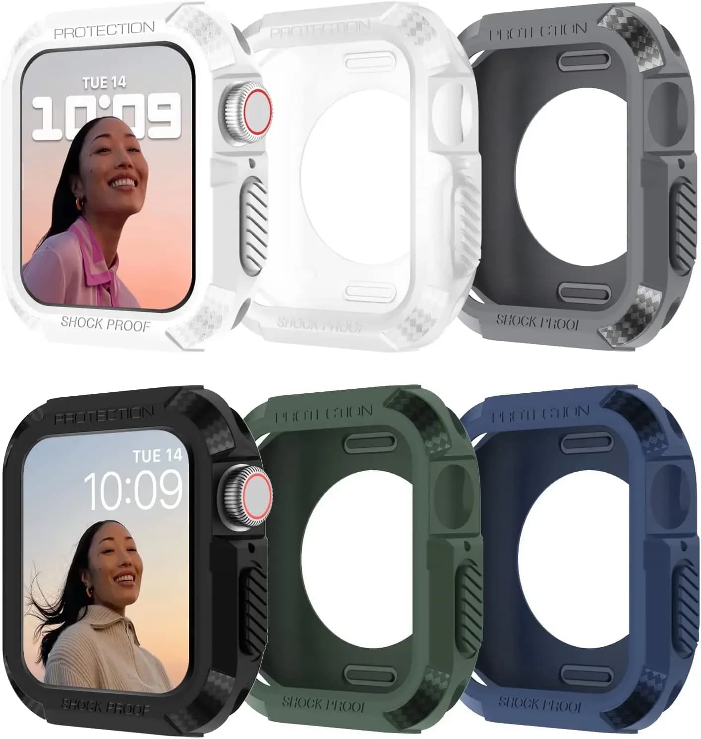 Rugged Cover for Apple Watch Case 42mm 46mm 44mm 40mm 45mm 41mm  38mm Se 6 5 4 3 TPU Screen Protector Case IWatch Serie 7 8 9 10