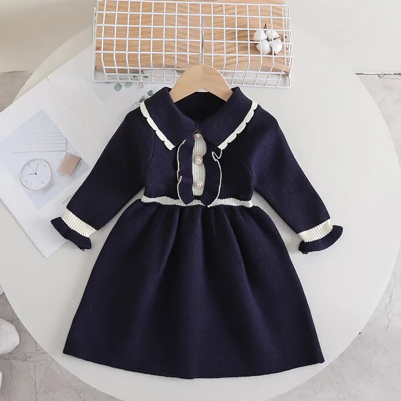 Girls Knitted Dresses Spring Autumn 2025 Children Woolen Jersey Sweaters Dress For Baby Girl Clothes Kids Princess Party Costume