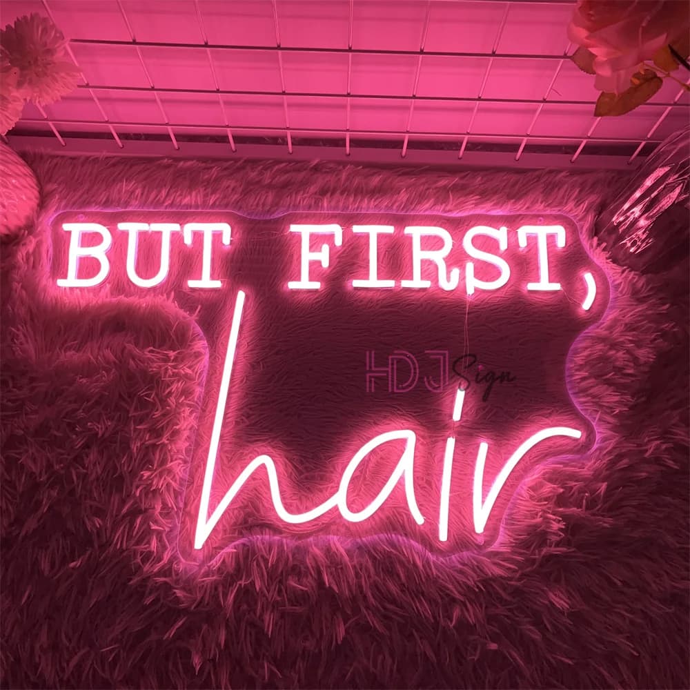 But First Hair Neon Led Sign Beauty Room Wall Decor Hair Dresser's Stop Bedroom Decoration Lights USB Beauty Solon Neon LED Sign