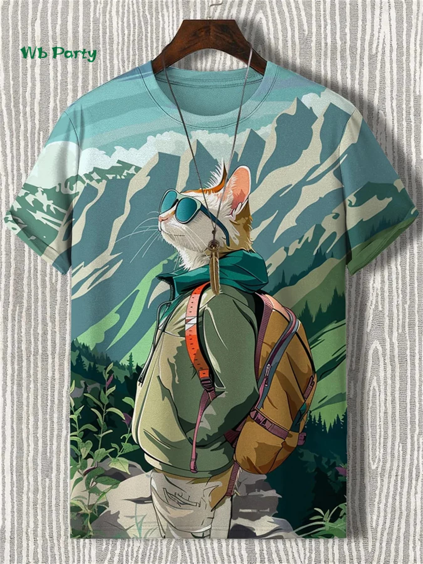 Funny Men's T-Shirt 3D Travel Cat Print Short Sleeve T-Shirt Loose Personalized Casual Top Summer Men's Outdoor Casual Clothing