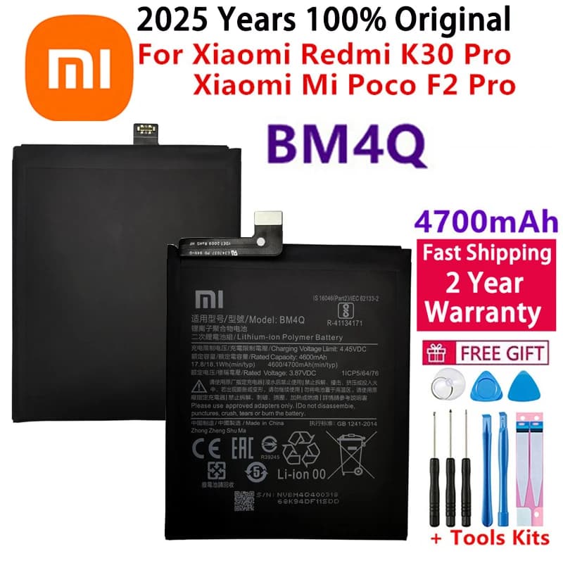 2025 Years 4700mAh BM4Q Original Battery For Xiaomi Redmi K30 Pro / Mi Poco F2 Pro Phone Bateria Batteries Fast Shipping + Tools