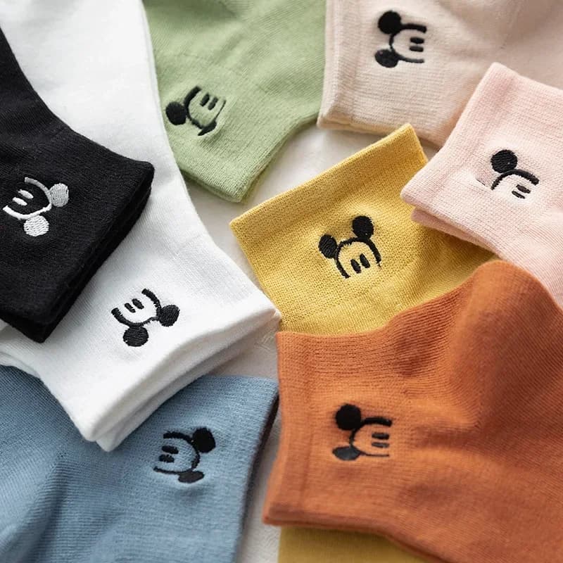 Disney casual women happy socks cartoon animals Mickey Mouse socks cute embroidered ankle socks funny girl socks cotton socks
