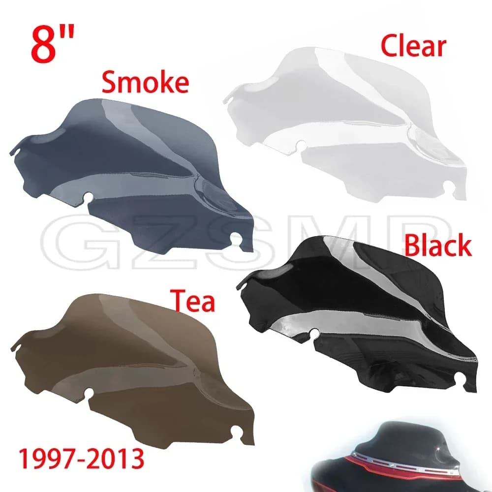 4colors Motorcycle 8"  Wave Windshield Upper Fairing Windscreen Cover fit For Harley Touring Electra Street Glide FLHX 1997-2013
