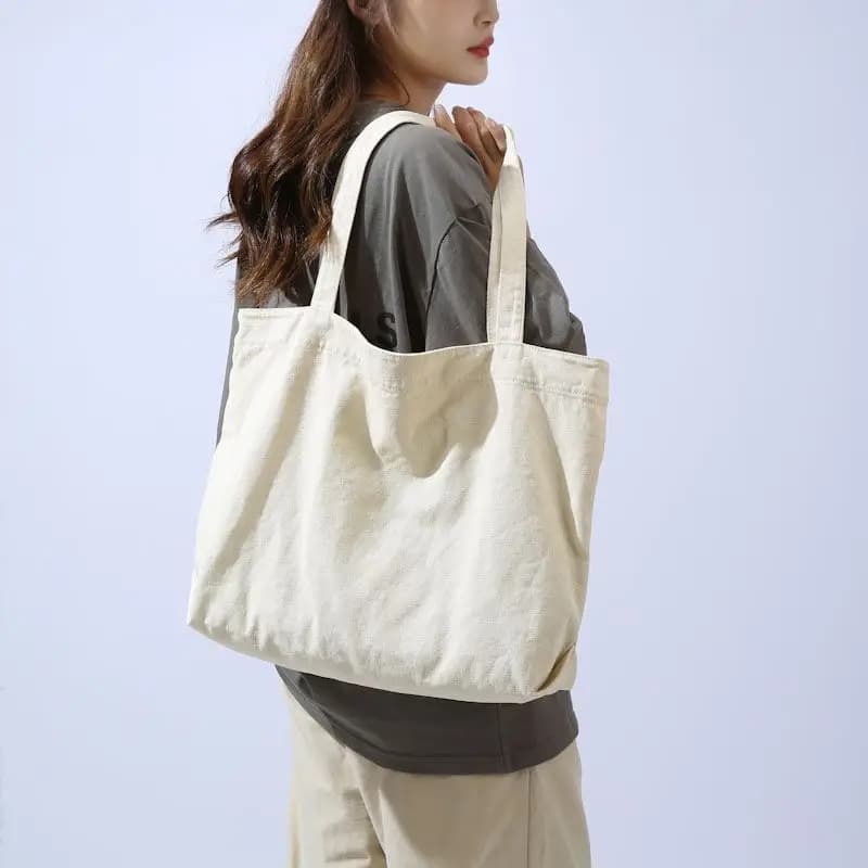 GAINNY Casual Large Capacity Canvas Solid Color Tote Bag Women Versatile Handbag for Commuter Work Student Shopping Shoulder Bag