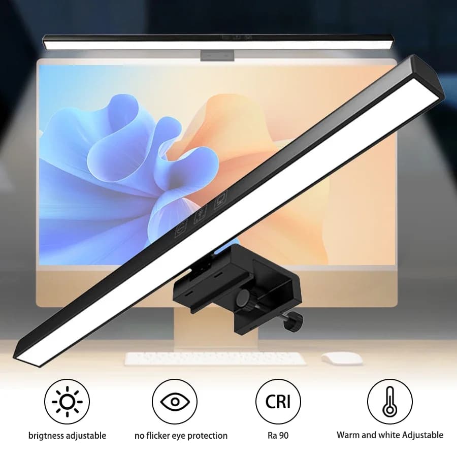 33cm 50cm LED Computer Screen Light Hanging Desk Lamp USB Plug in Monitor Bar Lights Dimmable 3 Colors Office Study Reading Lamp