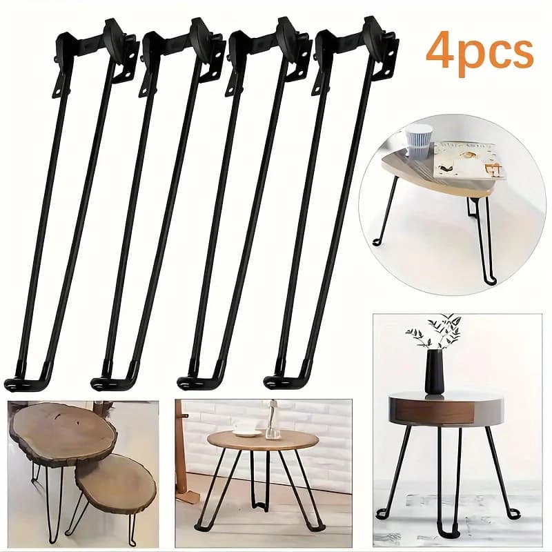 Heavy-Duty Collapsible Metal Hair Pin Table Legs Pads for DIY Projects and Home Furniture - Sturdy, Foldable,  Assemble ﻿