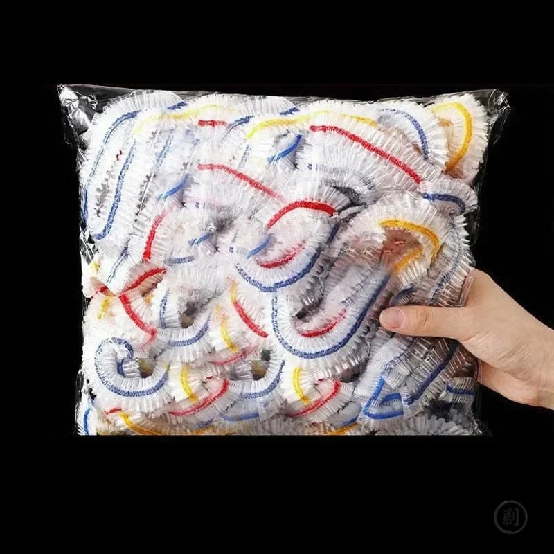 100 Pcs White Elastic Food Covers, Disposable Plastic Bowl Lids for Fruit & Vegetable Storage, Freshness Seal Wraps