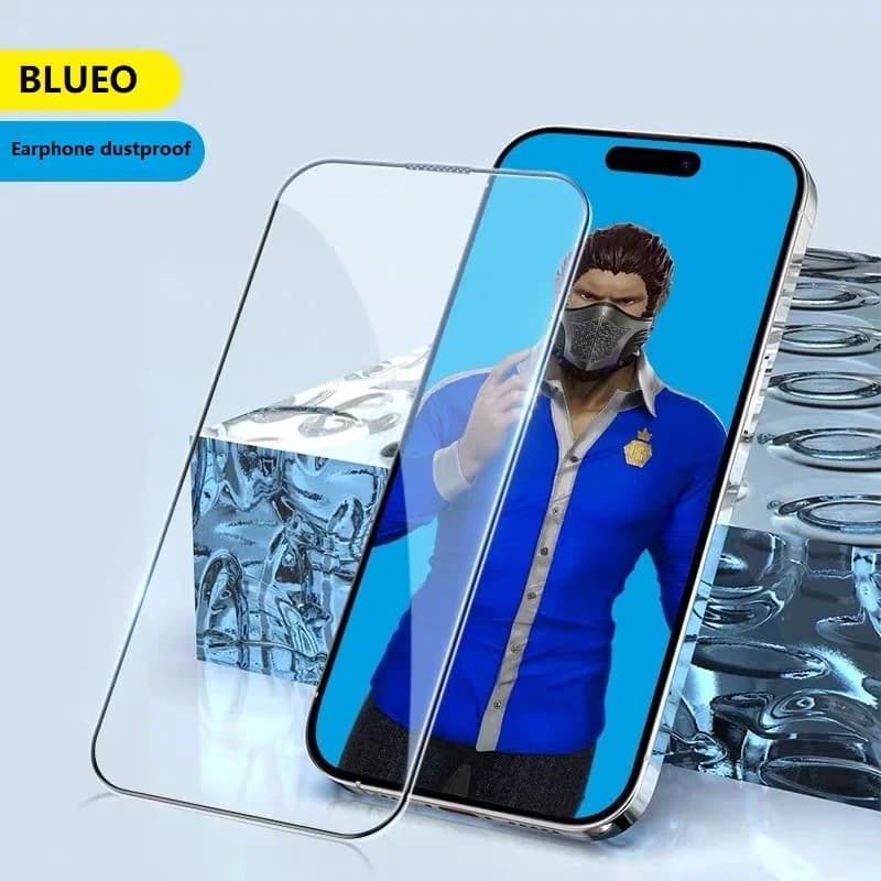 Blueo Receiver Dustproof HD Tempered Film for iPhone 15/14/13 Series Anti Drop Screen Protector for iPhone 14 Pro Max