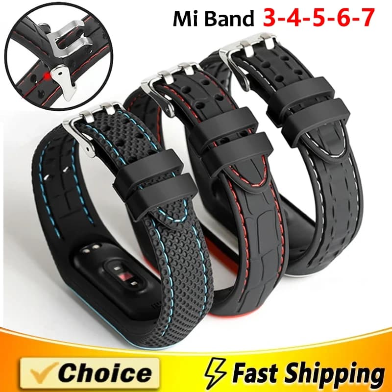 Strap For Mi band 7 6 5 Bracelet Sport belt Silicone Replacement Smartwatch bracelet watchband for Xiaomi mi band 3 4 5 6 strap