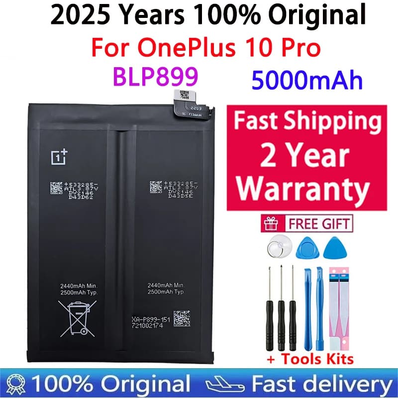 2025 Years High quality 100% Original Battery BLP899 For OnePlus 10 Pro 5000mAh Replacement Batterie Battery Fast Shipping