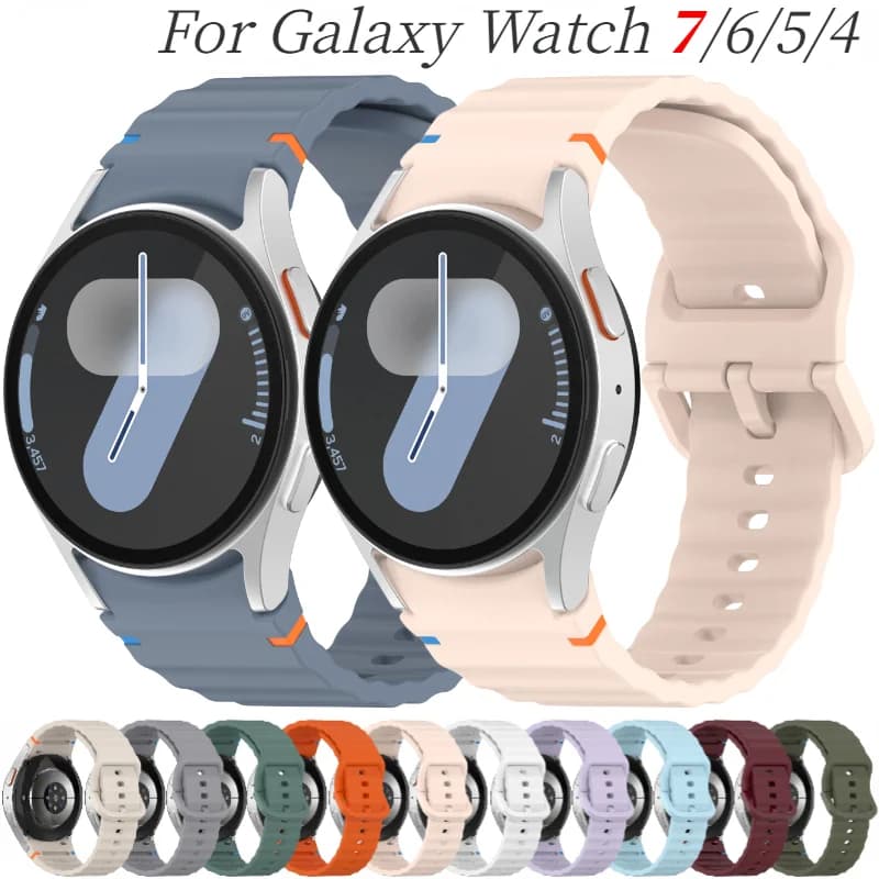 Official Silicone Strap For Samsung Galaxy Watch 7/FE/6/5/4 44mm 40mm 5 Pro Wave Bracelet Galaxy Watch 6 Classic 47mm 43mm Band