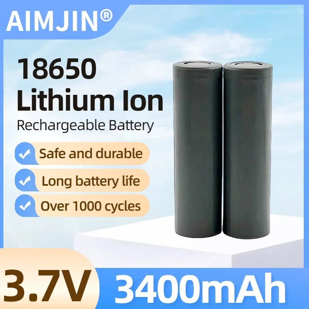 3.7V 3400mAh 18650-34T Lithium-ion Battery 12.58Wh Rechargeable Battery Suitable for Walkie Talkie,Flashlight,Small Fan,Radio et