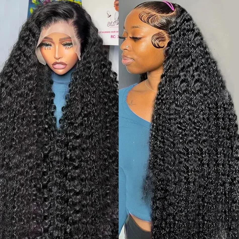13x6 Deep Wave 36 40 Inch 13X6 180 Density Lace Front Human Hair Wig Brazilian 13x4 HD Transparent Frontal Curly Wig for Women