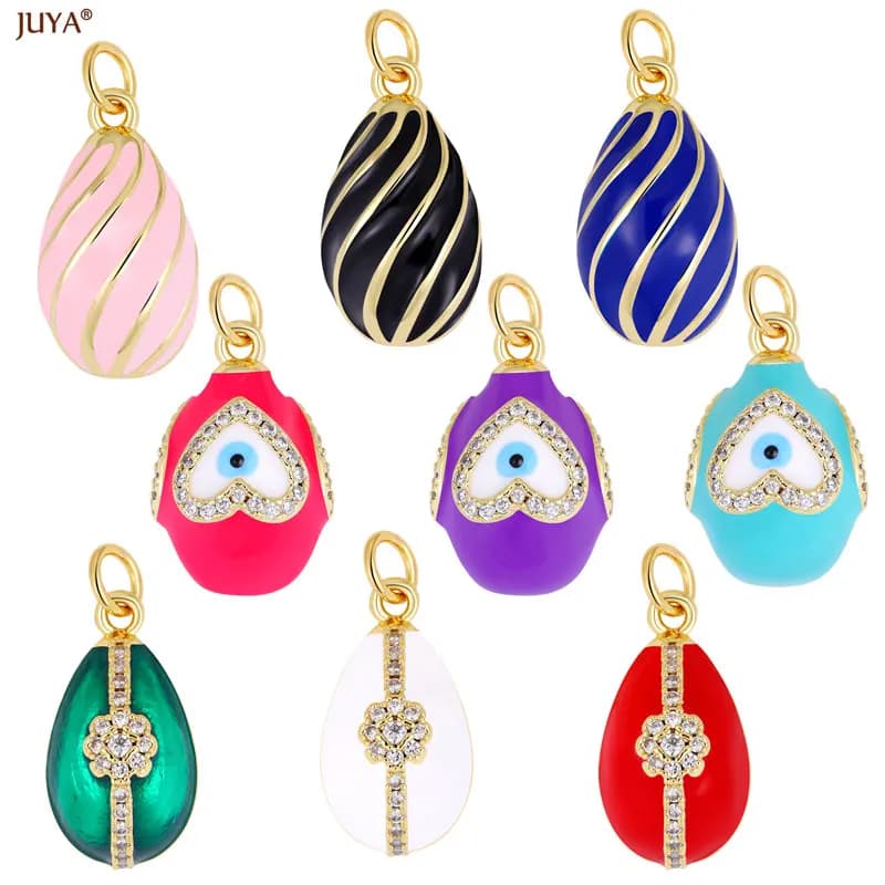 JUYA Zircon Evil Eye Charms Plated Gold Pendants Fit DIY Drop Earrings Necklaces Jewelry Making Accessories 2024 New