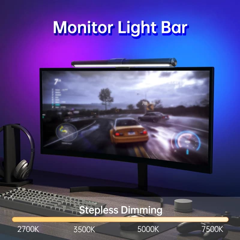 Curved Monitor Light Bar Rgb Computer Screen Lamp Dimmable Backlight Hanging Laptops Gaming Gamer Office Lighting