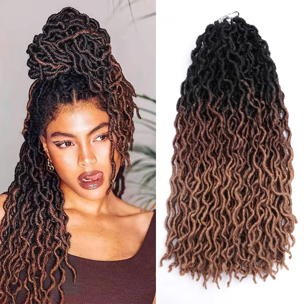 Gypsy Locs Synthetic Goddess Faux locs Crochet Hair Soft Braids Dreadlocks Curly Twist Braiding Hair for Women Black 15strands