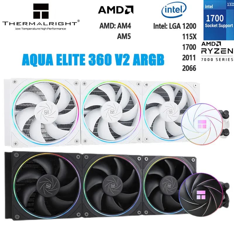 Thermalright AQUA ELITE 360 V2 White ARGB Liquid Cooler 5V 3PIN CPU Fan Integrated Water Cooling Radiator For LGA1700 115x AM5