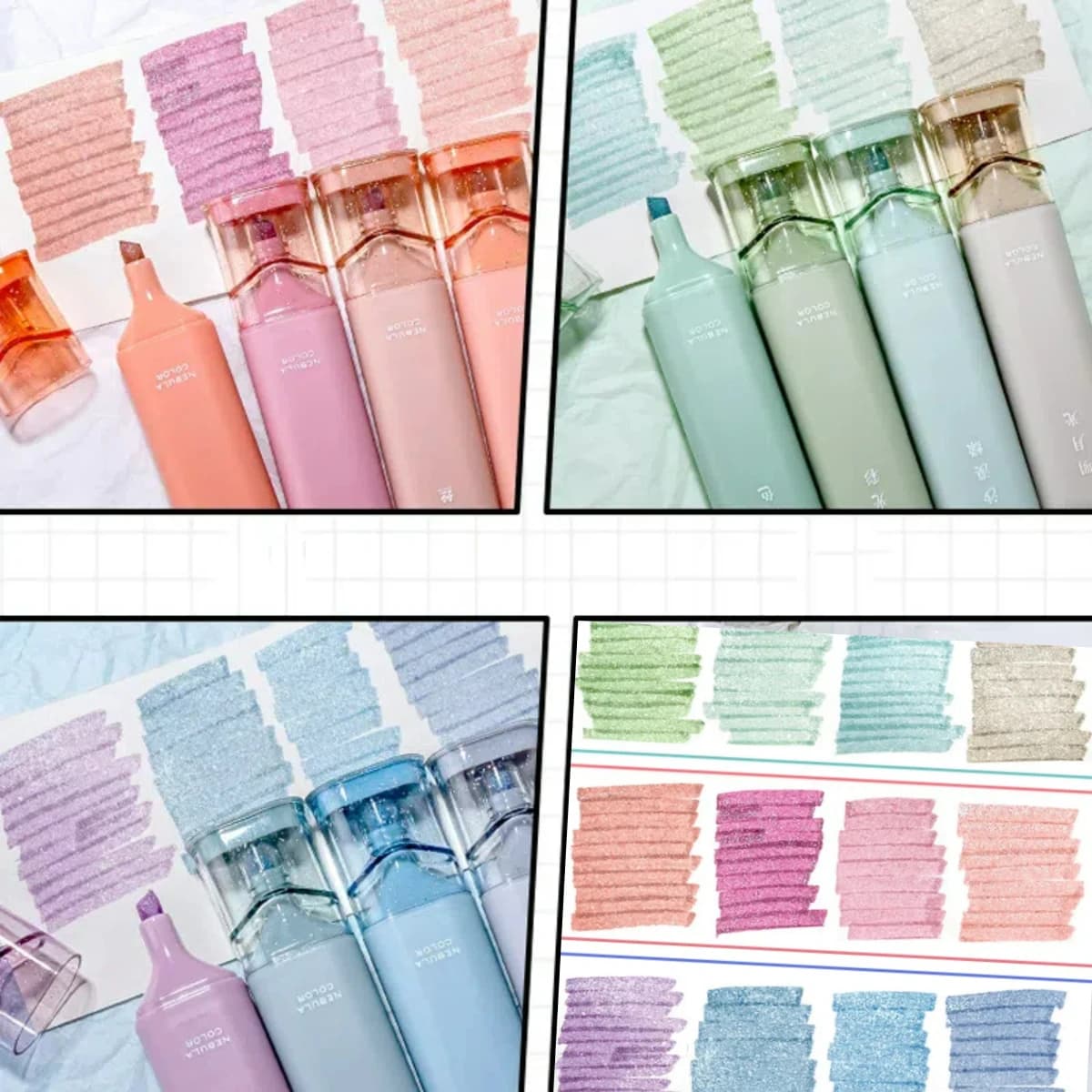 4pcs/Set Glitter Highlighters Kawaii Students Stationery Color Marker School Supplies Textbook For Painting