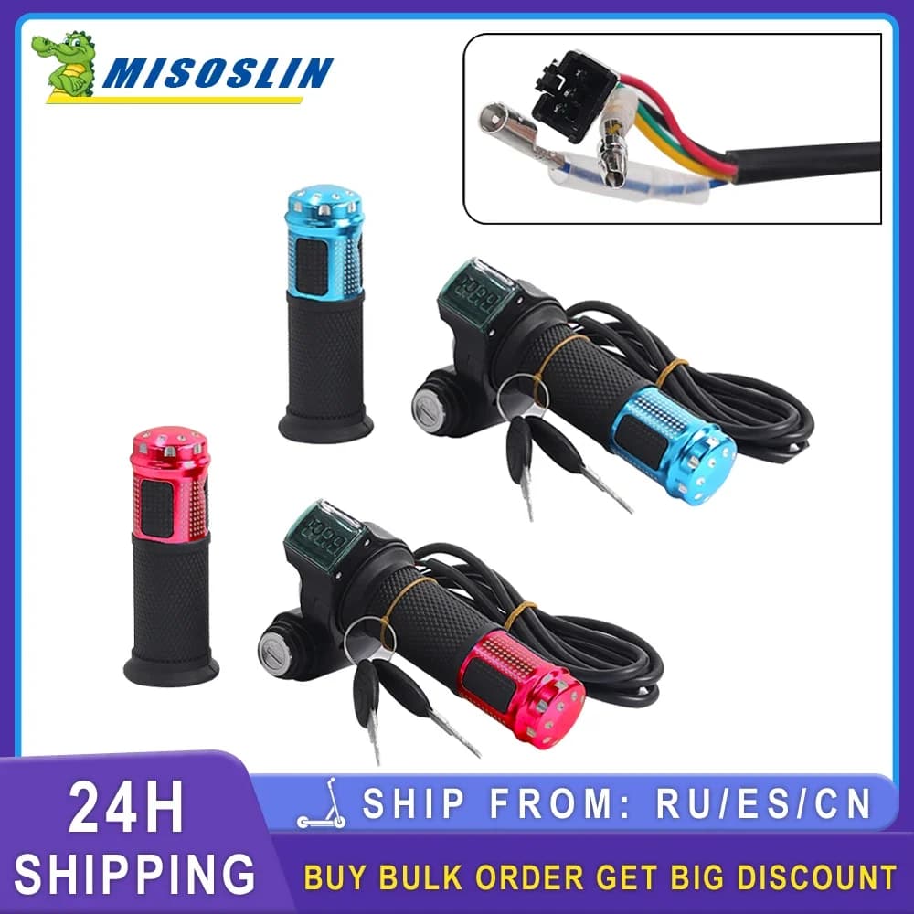 Twist Throttle Accelerator with Led Digital Display Indicator Key Switch 12V-90V for Electric Bike Scooter Electric Throttle