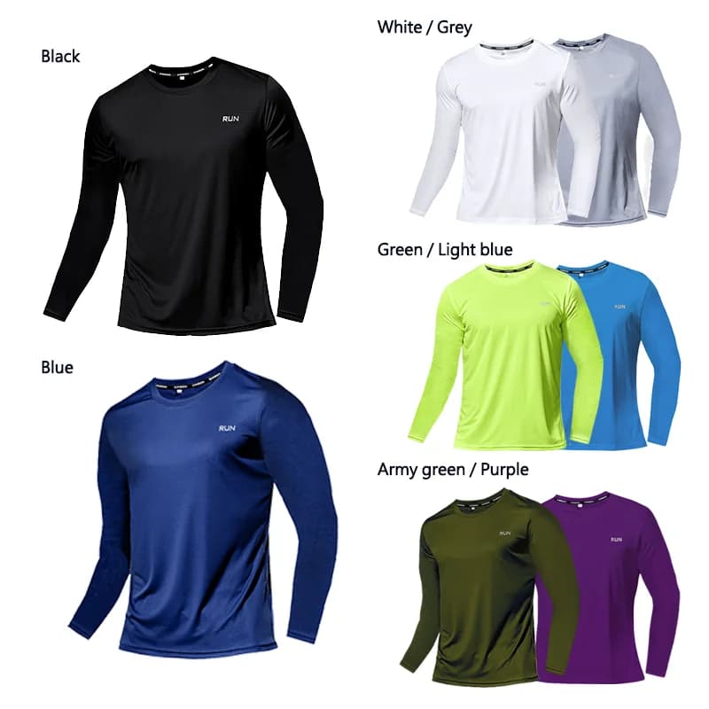 Men Long Sleeve Sport T-shirt Quick Dry Running Shirt Breathable Anti-sweat Top Gym T Shirt Men Fitness Gym Clothing Men 2023