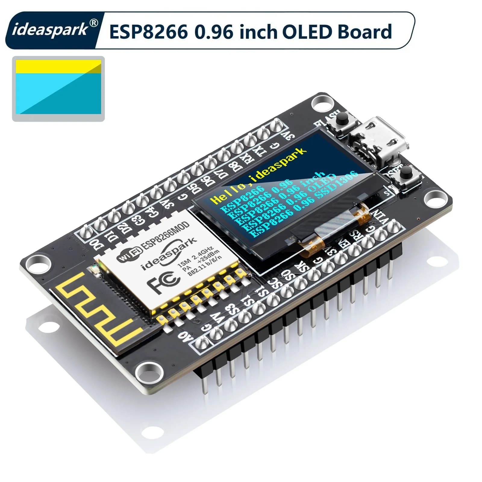 NodeMCU ESP8266 Development Board with 0.96‘’ OLED Display,CH-340,ESP-12E WiFi Module,Micro USB for Arduino/Micropython ESP8266