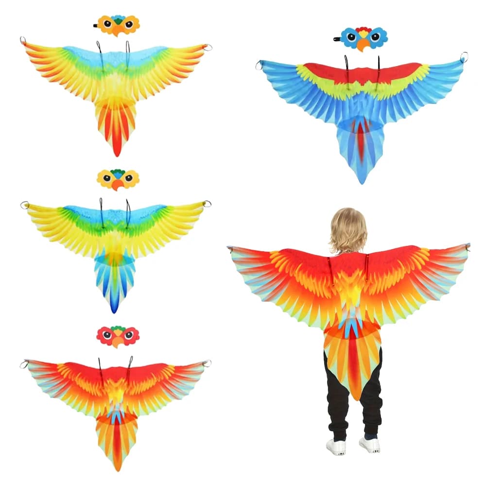 Bird Costume cape and Mask Parrot Wings Cape Dress up Shawl Cloak for  Day Festival Masquerade Party Boys Girls