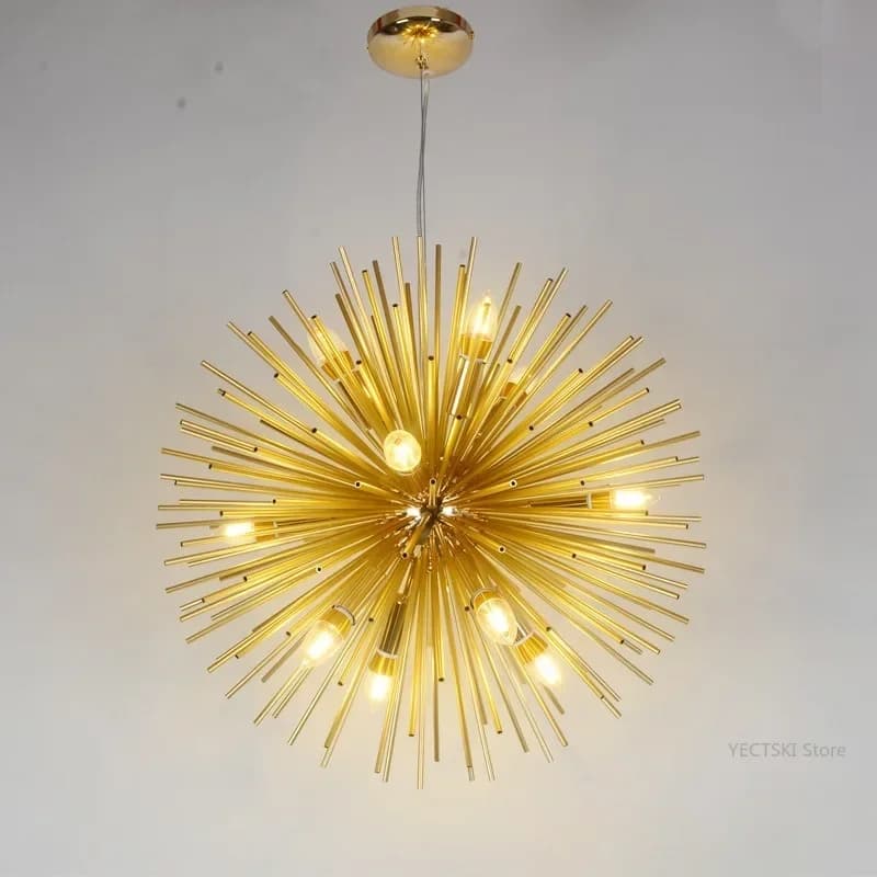 GHJUYIOL Nordic postmodern living room bedroom dining room pendant light, personalized round ball golden dandelion pendant light