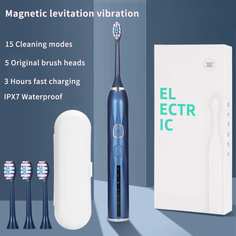 Sonic Electric Toothbrush with Travel Box Case USB Rechargeable Toothbrushes for Adults with Tooth Brush Heads 5Mode Smart Timer