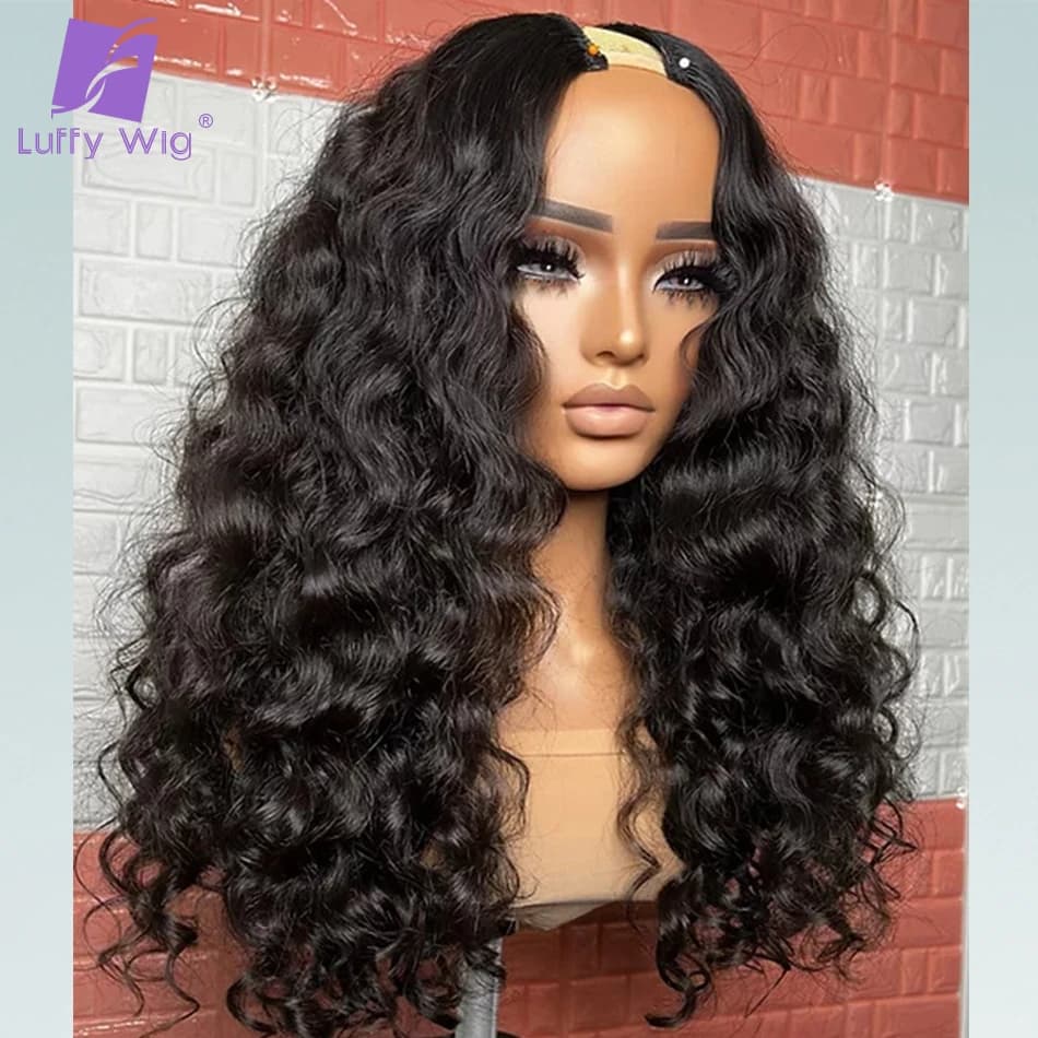 180 Density V Part Wig Human Hair Curly Brazilian Remy VPart Wigs No Leave Out Middle U Part Wig Glueless For Black Women LUFFY