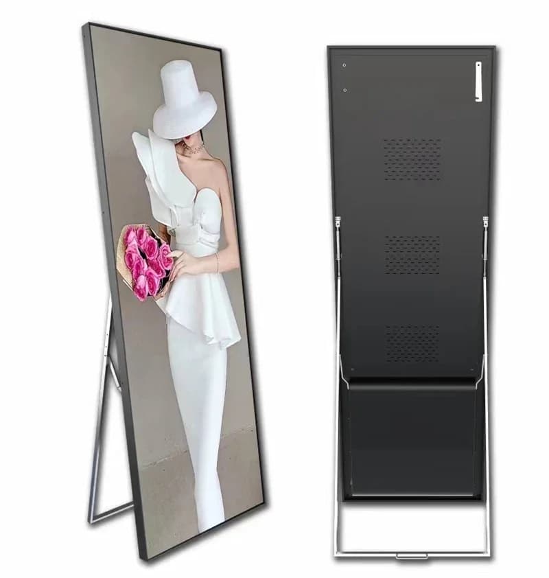 Shenzhen 55 inch indoor P1.8 P2 P2.5 HD Wifi Floor Stand Mirror LED Poster Display Panel Advertising LED Screen Poster