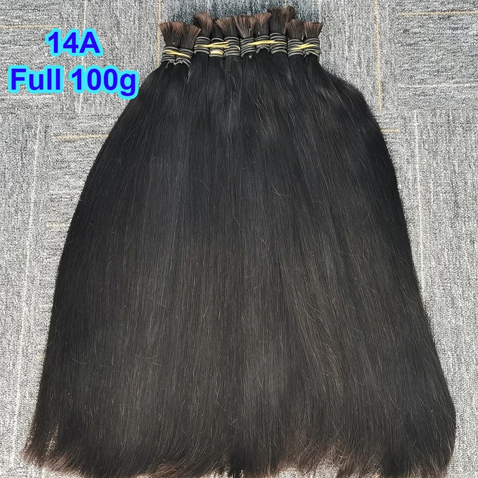 Human Hair Bulk for Braiding 14A Full 100g India hair No Weft Extensions Brazil human hair Real Remy Virgin Natural Straight