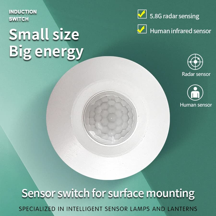 AC/DC24-265V PIR Super Slim Motion Sensor Light Switch Human Body Infrared Detector Ceiling Mounted 360 Degree Detecting Range