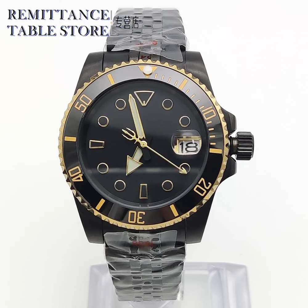 Men's Automatic Watch Sterile Dial Sapphire Crystal 100M Water Resistant PVD Black Business NH35 Mechanical Watch