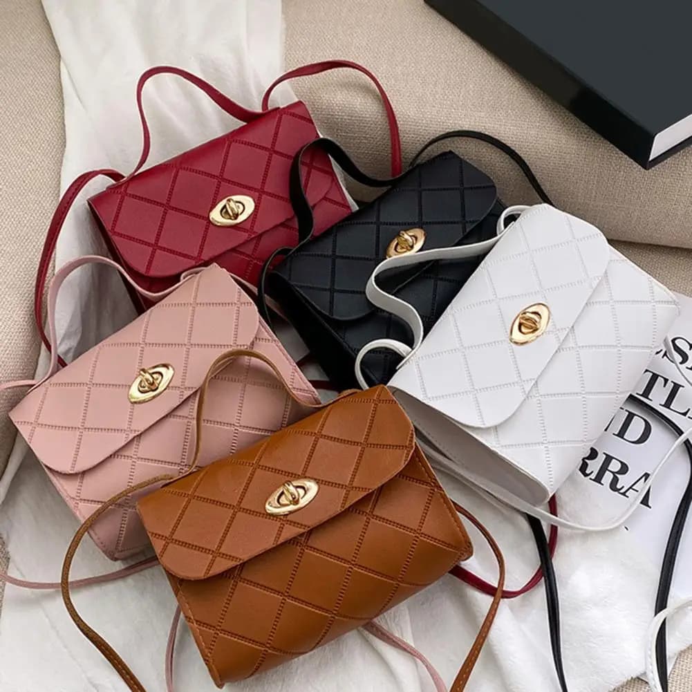 Women Handbag Textured Long Strap Korean Style Bag Gifts Faux Leather Solid Color Ladies Crossbody Wallet Tote Bag Daily Use