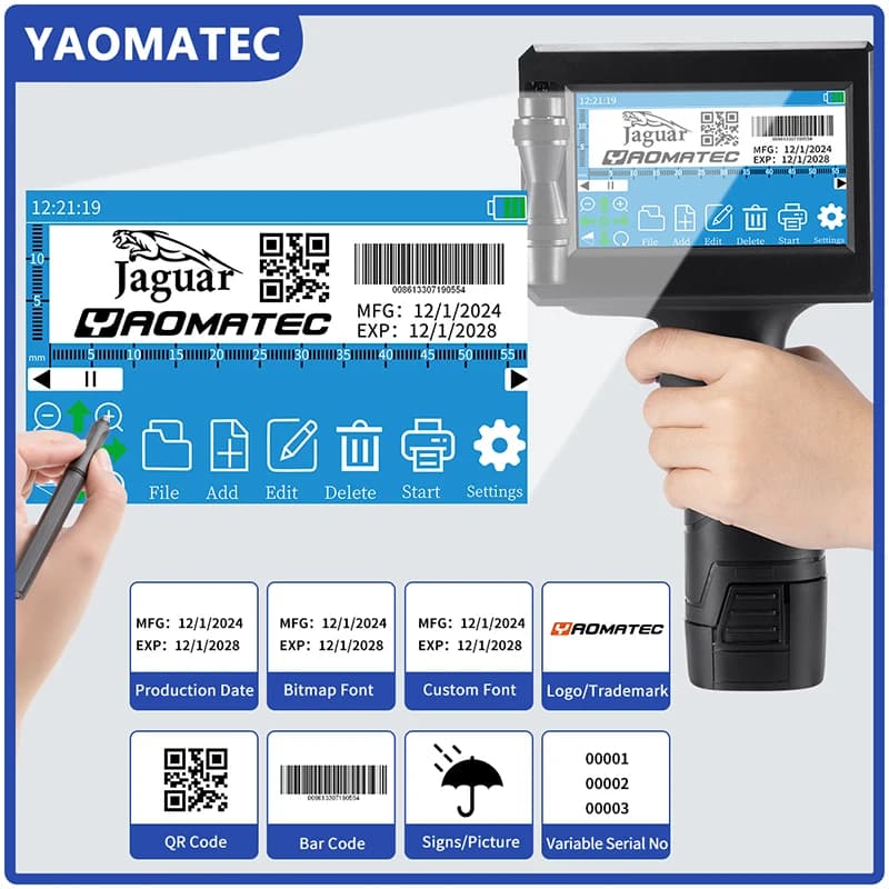 S1730/1750  28 language date number logo expiry date label plastic carton hand jet handheld thermal inkjet printer