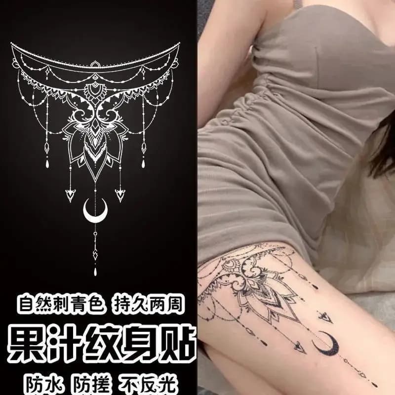 Sexy Moon Tassel Leg Ring Herbal Juice Jewelry Tattoo Sticker Long Lasting Waterproof Colorfast Tattoo